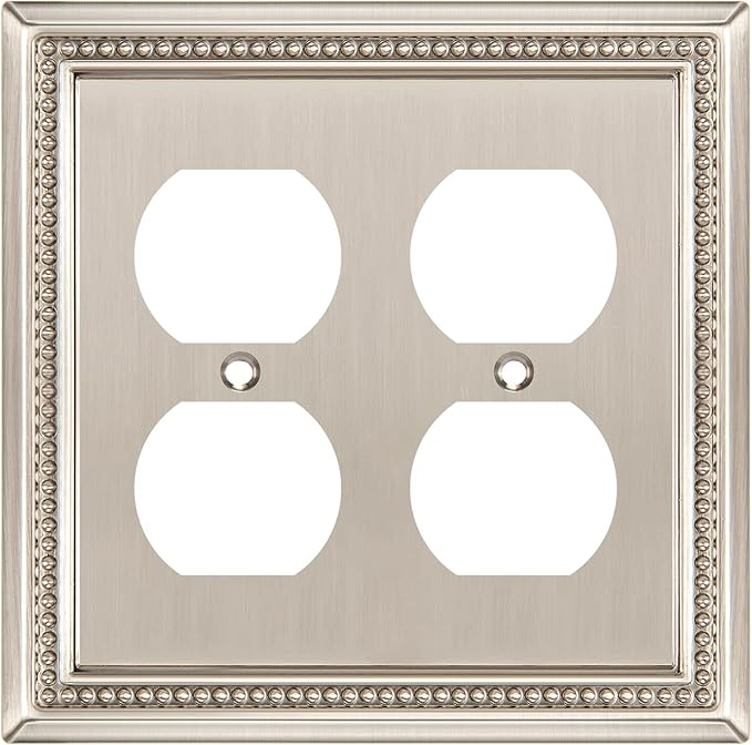 Henne Bery Sunken Pearls Heavy Duty Decorative Wall Plate Switch Plate Outlet Cover (Double Duplex, Satin Nickel)
