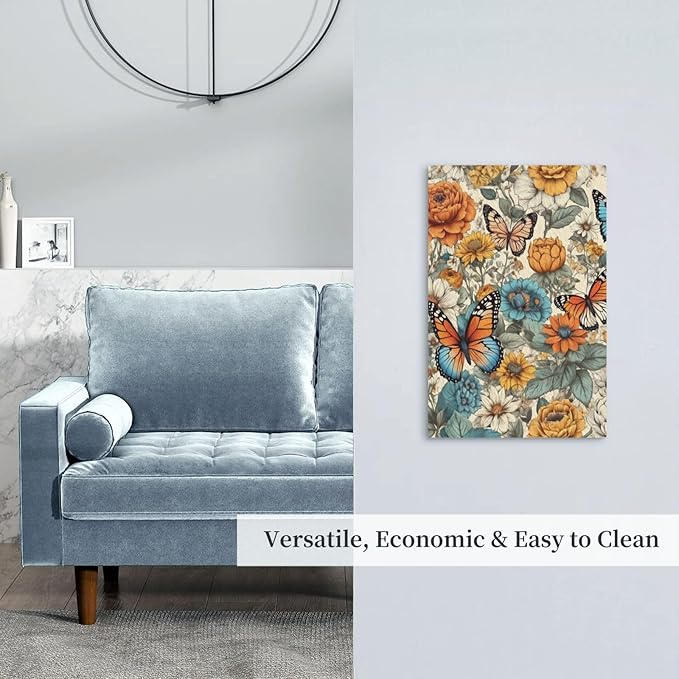 Light Switch Cover Vintage Colorful Floral Butterfly Flowers Wall Plate Cover 1 Gang Blank No Device Decorative Outlet Covers Electrical Switchplate for Bathroom Bedroom Decor