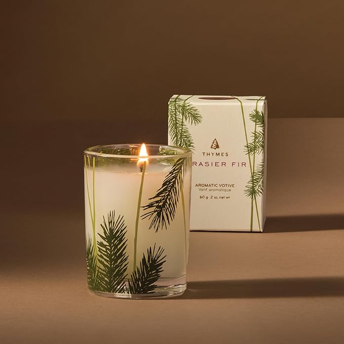 Thymes Frasier Fir Pine Needle Candle – Holiday Candles for Home Scented with Notes of Crisp Siberian Fir, Cedarwood & Sandalwood – Christmas Decor – Christmas Gifts for Women & Men (2 oz)