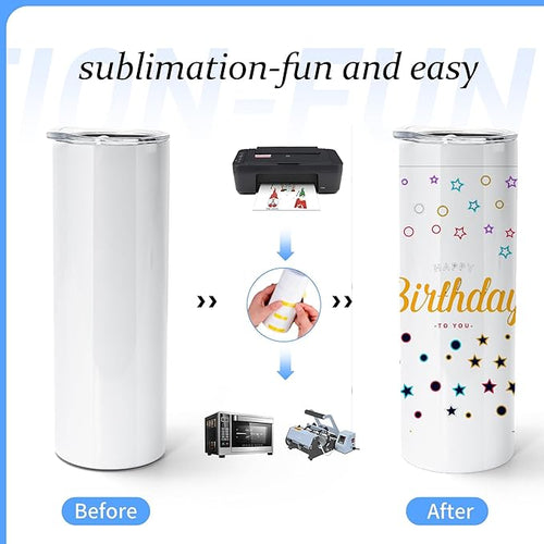 25 Pack Sublimation Tumblers Blank 20 oz Straight Skinny Tumbler with Stainless Steel Straws Rubber Bottom Individually Boxed Sublimation Cups Wholesale Blank White for DIY Craft