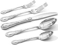 KINGSTONE Vintage Carved Silverware Set, 20-Piece 18/10 Stainless Steel Flatware Cutlery Set with Retro Royal Thick Handle, Tableware Utensils for Home, Restaurant, party, Wedding, Dishwasher Safe