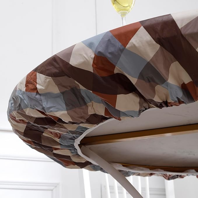 Walrus Round Vinyl Fitted Tablecloth with Flannel Backing Elastic Edge Design Table Cover Waterproof Oil-Proof PVC Table Cloth Stain-Resistant Best for 32"-36" Round