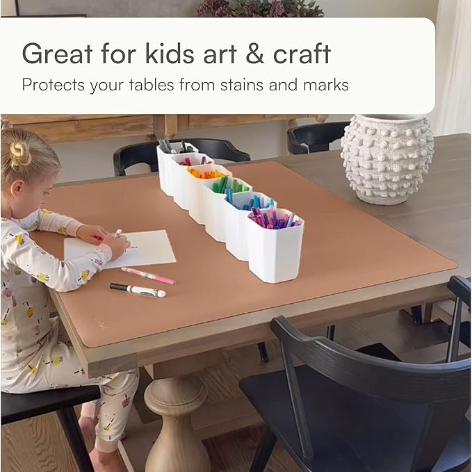 Table Craft Mat to Protect Dining Table, 38"x39.4" Craft Mess mat Great for Childrens Crafts and Play Protect Your Furniture from Spills and Mess Easy to Clean, Heat Resistant (Terracotta, 38" 39.4")
