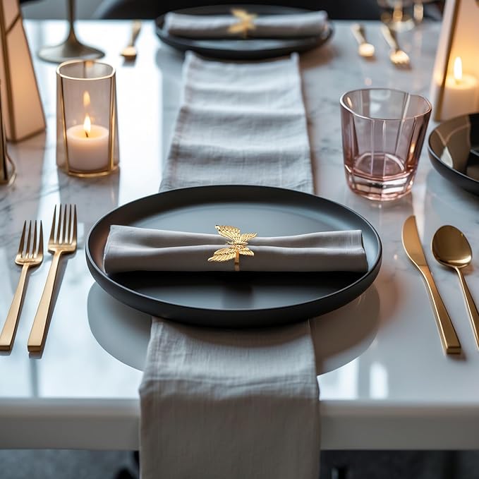 Decozen Set of 8 Gold Napkin Rings in Butterfly Design Festive Table Decor Setting for Holiday Wedding, Birthday, Kitchen, Home Decor Housewarming Gift - Mothers Day Decorations