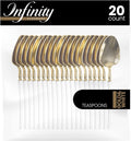 PlasticPro 20 Count Gold and White Plastic Tea Spoons Premium Quality Heavy Duty Disposable Elegant Silverware Two Tone Tea Spoons for Party