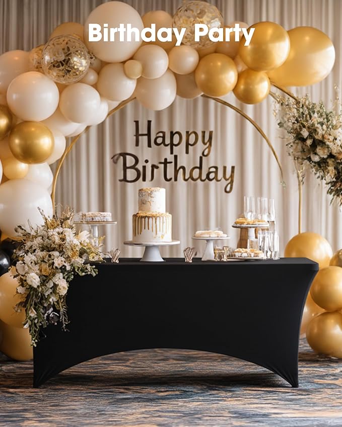 Pureegg Spandex Tablecloth 6ft - 8 Pack, Fitted and Tight Cloth for Rectangle Table, Wrinkle-Free and Stretch Table Cover for Party, Wedding, Banquet and Birthday, Black