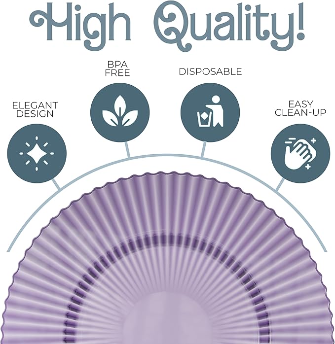 Exquisite 80 Piece Plastic Disposable Plates Set For 40 Guests I 40 X 9 Inch & 40 X 11 Inch Disposable Plastic Plates | Color: Purple | Great for Weddings Parties And Formal Occasions