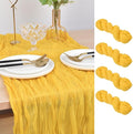 Joanlody Yellow Cheesecloth Table Runner Spring Easter 10Ft Rustic Gauze Boho Cheese Cloth Table Runner for Wedding Bridal Baby Shower Decoration 4 Pack