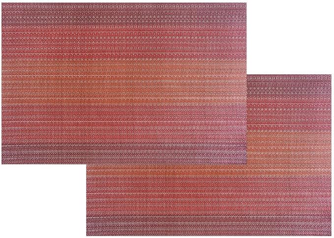 Table Mats for Dinner Washable Easy to Clean PVC Placemat for Kitchen Table Heat-resistand Woven Vinyl Placemats (4, Red)