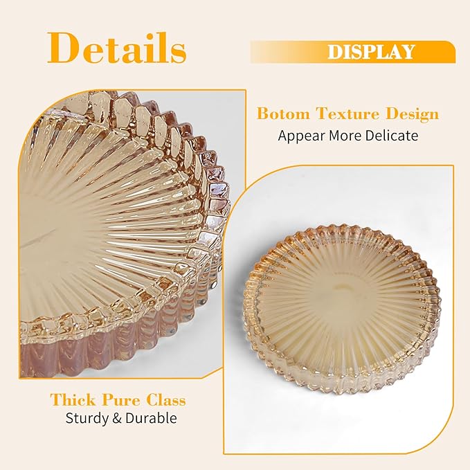 Glass Coasters Set of 4 for Drinks, Round Modern Set with Raised Edge Lip, Decorative & Aesthetic for Dining Table, Living Room, Office Desk
