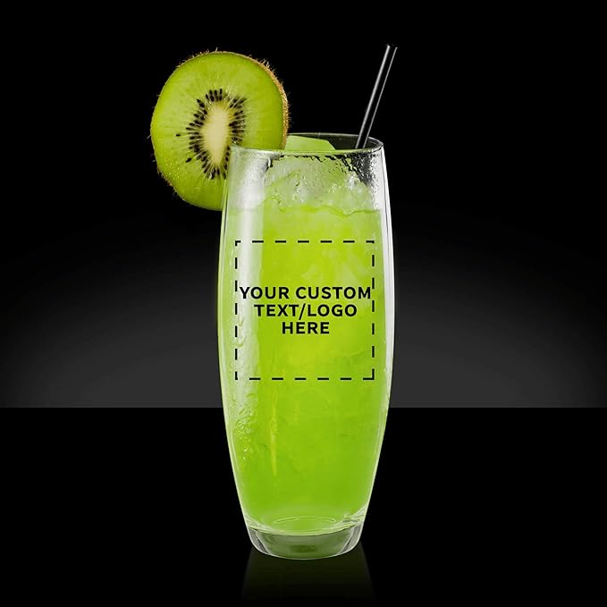 DISCOUNT PROMOS 50 ARC Stemless Champagne Flutes Set, 9 oz. - Customizable Text, Logo - Cachet, Glassware, Cocktails - Clear