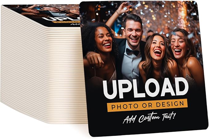 40 Pack Personalized Drink Coasters, Custom Cardboard Coasters with Photo and Text, Design Your Own Coaster for Events, Parties, Bars, and Unique Gifts, 3.95" Round, Design 7