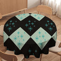 Retro Bohemian Mid Century Round Tablecloth, Abstract Modern Geometric Mid Century Tablecloth for Home Party Dining Room Kitchen Decor 60Inch(152cm)