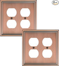 2-Pack Double Duplex Outlet Cover, Antique Copper Switch Plates and Outlet Covers for Electrical Outlets, Durable Zinc Alloy Wall Plates, 2 Gang Receptacle Cover, Corrosion Resistant