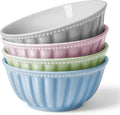 HOMBENE Ceramic Soup Serving Bowls for Kitchen, 6.4 Inch, Set of 4, Cereal Bowl Porcelain, Oven & Microwave Safe, Mixing Color