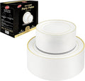 Neatiffy100 Pcs Gold Rim Plastic Dinnerware Set (50 Guest) | 50 x (Dinner Plate, Dessert Plate) | For Wedding, Luxurious Party, Special Event