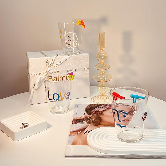 Balmor Pink Ribbon Caring Glass Cup with Luxury Gift Box for Birthday Handmade Lead-free Crystal Glass Drinking Glasses for Mother's Day Valent Housewarming, Holiday, Christmas Gift, Dishwasher Safe