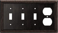 Henne Bery Sunken Pearls Heavy Duty Decorative Wall Plate Switch Plate Outlet Cover (Triple Toggle/Single Duplex, Aged Bronze)