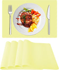 Silicone Placemat Set of 4,Heat Resistant Non-Slip Silicone Mat for Dining Table and Kitchen,Waterproof Wipeable Easy Clean Upgrade Table Mat 15.8"x11.8" Ultra-thin Semi-Transparent (Yellow)