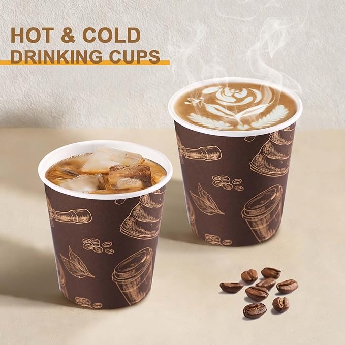 300 Pack 6 oz Disposable Paper Cups, Food Safe Paper Coffee Cups Hot Cold Beverage Drinking Cup for Coffee, Water, Tea, Juice, Espresso