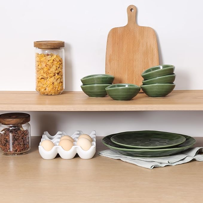 vicrays Ceramic Dipping Sauce Bowls – Small Charcuterie Dip Cups Cooking Prep Condiment Oil Dish Mini Tapas Plates for Soy Sushi Salsas Wasabi Appetizer Dessert - Set of 6 Green