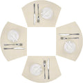 SHACOS Wedge Placemats Set of 4 Woven Vinyl Small Round Table Placemats Wipe Clean Table Mats for Round Dining Table Indoor Outdoor, Beige White