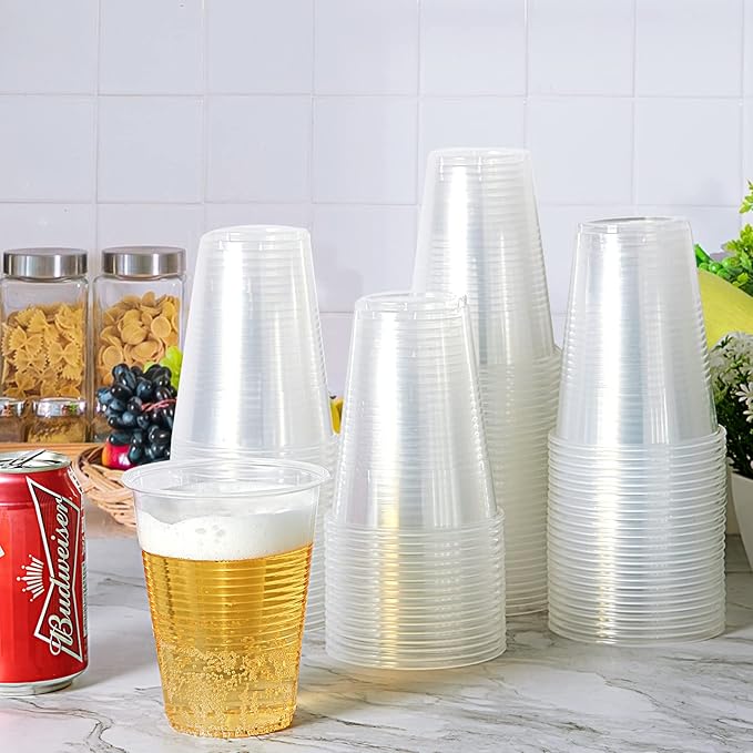 Lilymicky 300 Pack 12 oz Clear Plastic Cups, Cold Disposable Plastic Drinking Cups for Parties, Picnic, BBQ, Travel, and Events