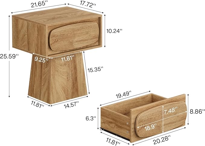 Tribesigns Side End Table with Storage Drawer for Living Room, Bedroom, Office and Dorm Small Space, Modern Mid-Century Accent Farmhouse Bedside with Oval-Shaped Handle, Night Stand Easy Assembly