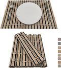 ANDSTAR Set of 8 Bamboo Slats Placemat Modern Placemats Natural Anti-Slip Bamboo Placemats Washable Heat-Resistant Table Mats for Kitchen Dinning Room Table Decor(Black)