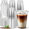 Charmount 50 Sets 16 oz Plastic Cups with Lids and Straws, Disposable Cups for Iced Coffee, Smoothie, Milkshake, Cold Drinks - Clear