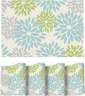 Artoid Mode Floral Vinyl Plastic Placemats Set of 4, 12x18 Inch Washable Non-Slip PVC Place Mats for Party Kitchen Dining Decor, Sage