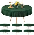 6 Pack Hunter Green Spandex Round Tablecloths for 72in Table, Stretchy Fitted 6FT Round Table Cloths, Wrinkle Free Table Cover with Skirt for Wedding Birthday Party Bridal Shower Banquet