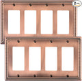 2-Pack Quad Decorator Outlet Cover Plate, Antique Copper Pearls Decorative Switch Plates and Outlet Covers, Metal Wall Plates for Electrical Outlets, Receptacle, GFCI Outlet, Dimmer Switch