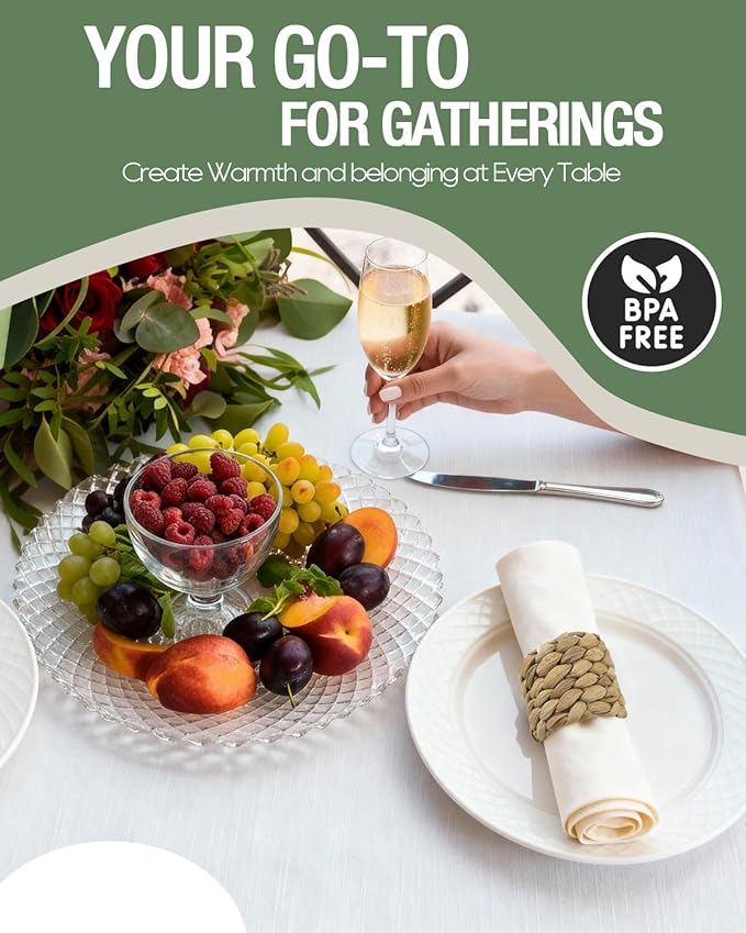 56 Pcs Rattan Napkin Rings Set, Woven Wicker Napkin Holders Bulk, Natural Water Hyacinth Handmade Boho Table Decor for Thanksgiving, Christmas, Wedding Table Dinnerware Decoration Set