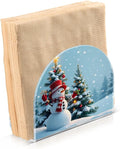 Snowman Christmas Tree Napkin Holder for Table Kitchen Decor Acrylic Paper Napkin Holders for Tissue Dining Room Indoor Outdoor Party Holiday Accessories