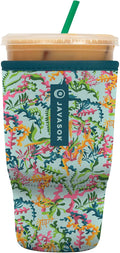 Sok It JavaSok Iced Coffee & Cold Soda Insulated Neoprene Cup Sleeve (Colorful Corals, Large: 30-32oz)