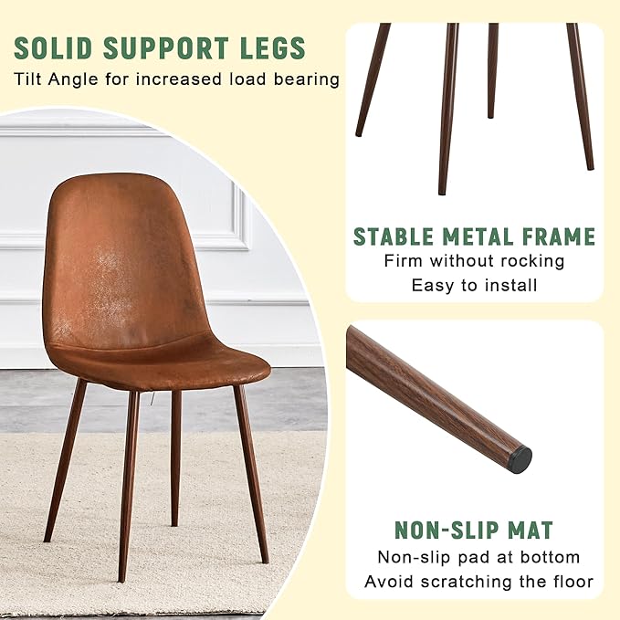Round Dining Table Set for 4｜42"-54" Extendable Dining Room Table Set｜Wooden Kitchen Table with 4 Chairs｜Mid Century Modern Dinner Table Set with Cross Legs｜Easy Assembly｜Space Saving