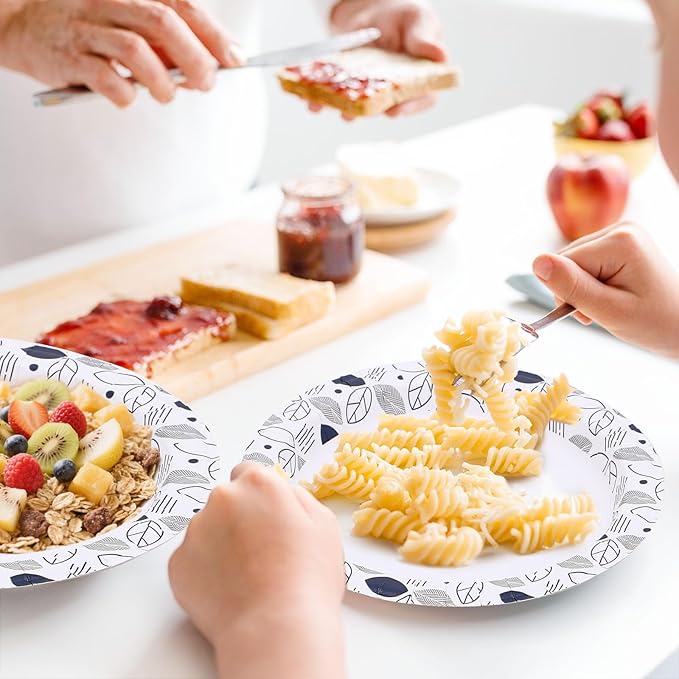 8.5 Inch Paper Plates Bulk 280 Count, Cut Proof Heavy Duty Paper Plates, Soak Proof Dessert Plate, Disposable Dinner Plate for Party, Birthday and Picnic (Leaf)