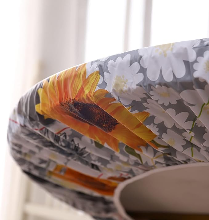Walrus Round Vinyl Fitted Tablecloth with Flannel Backing Elastic Edge Design Table Cover Waterproof Oil-Proof PVC Table Cloth Stain-Resistant Best for 45"-56" Round