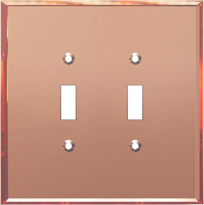 LIDER Double Toggle Switch Acrylic Wall Plate, Mirrored Dual Light Switch Plate, Plexiglass Switch Cover, Reflective Finish, Modern Upgrade, Oversized 2-Gang 5.25" x 5.25", Rose Gold