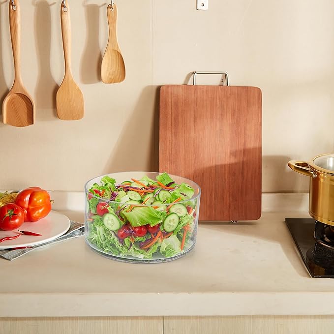 MDLUU Large Glass Salad Bowl,156 Fl Oz, Glass Fruit and Trifle Bowl, Mixing and Serving Bowl for Salads, Dessert, Cake