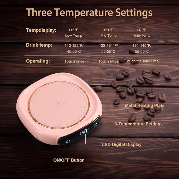 Bgbg Coffee Mug Warmer & Cute Cat Mug Set, Electric Beverage Cup Warmer for Desk Home Office with Three Temperature Up to, Coffee Warmer for Cocoa Milk Tea Water Candle, 8 Hours Auto Shut Off