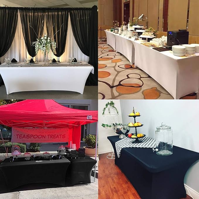 LZY Spandex Fitted Stretch Table Cover for 4ft or 6ft or 8ft Folding Table, Rectangular Cocktail Tablecloth, Perfect for Party or Banquet