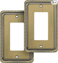 Henne Bery Rope Edge Decorative Wall Plate Switch Plate Outlet Cover (Single Decorator, 2 Pack, Antique Brass)