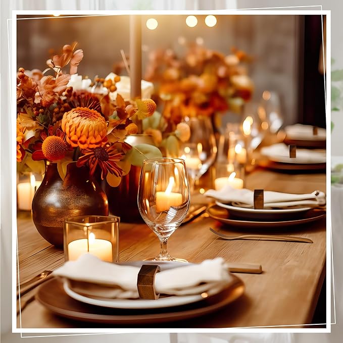 Zhehao 50 Pcs Wood Napkin Rings Bulk Acacia Handmade Dining Table Napkin Holder Buckles for Winter Spring Valentine's Day Wedding Dinner Harvest Holiday Table Decoration(Octagon,Brown)