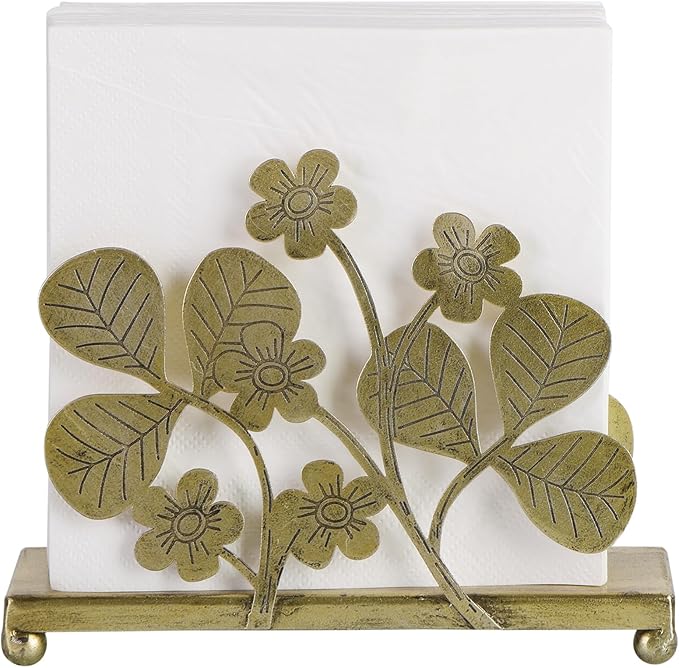 Gold Napkin Holder for Table, Iron Standing Napkin Dispenser for Kitchen Dining Room Vintage Cocktail Picnic Bar Rustic Holders for Paper Mail Bills