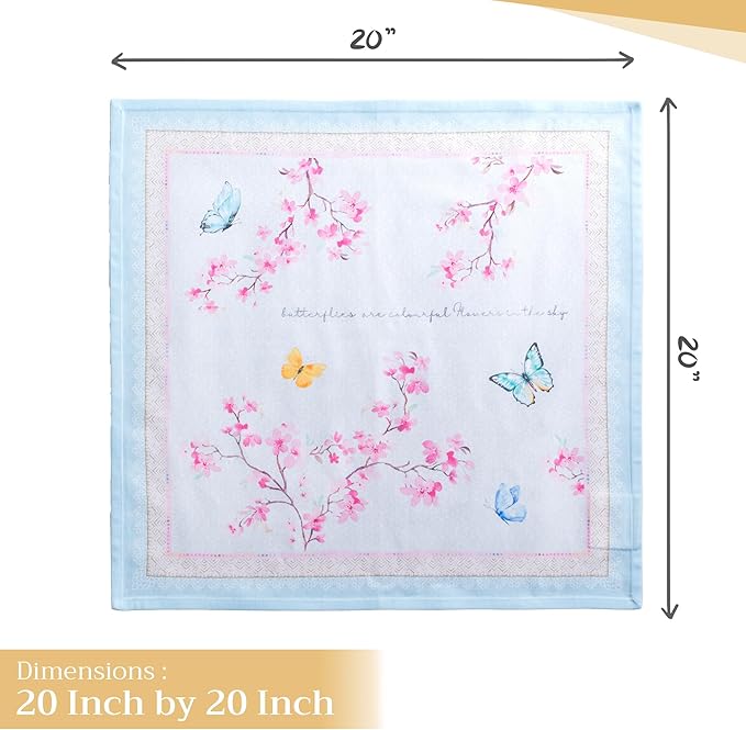 Maison d' Hermine Cloth Napkins Set of 4 100% Cotton Everyday Reusable Square Napkins Cloth Washable Dinner Wedding Restaurant Valentines Day Decorations Spring/Summer (Blossoms in Spring, 20" x 20")