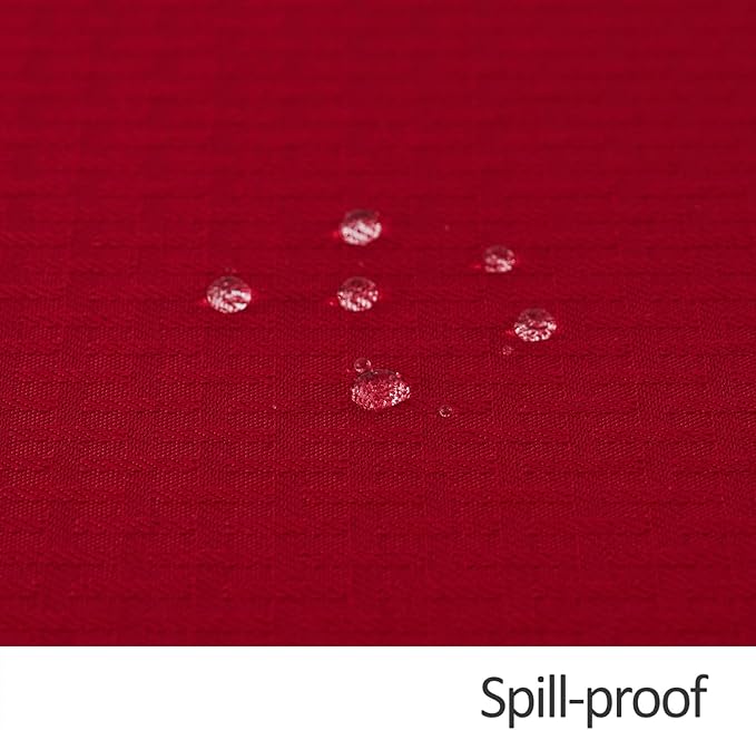 maxmill Rectangle Tablecloth Weaved Design Water Resistant Wrinkle Free Spill-Proof Soft Table Cloth for Dining Room Decoration, Banquet, Christmas Holiday Dinner, 52 x 84 Inch, Red