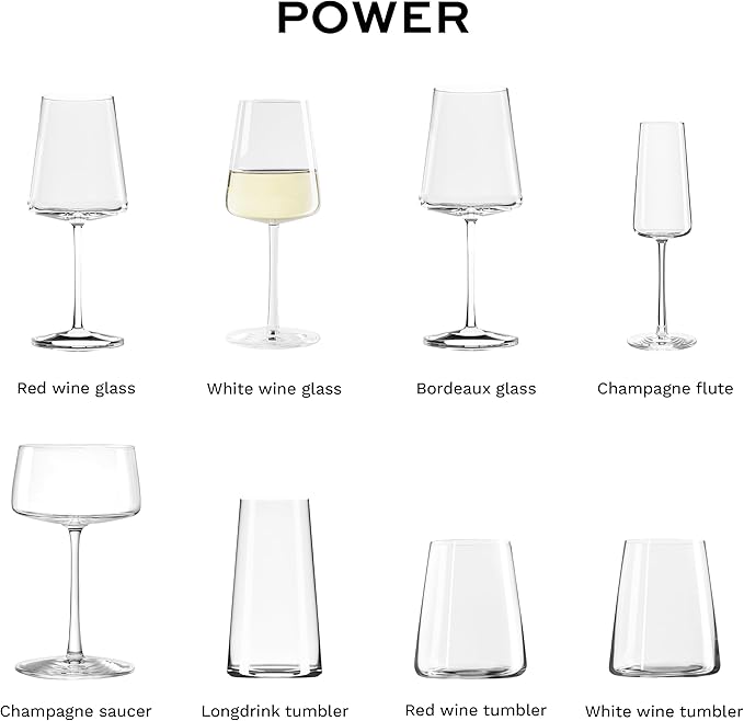 Stölzle Lausitz Power 13.5 Oz White Wine Glass (Set of 4) - Lead-Free Durable Glassware, Dishwasher Safe - Pulled Stem & Radiant Sparkle, Crystal Glassware Set & Bar Glassware Essentials