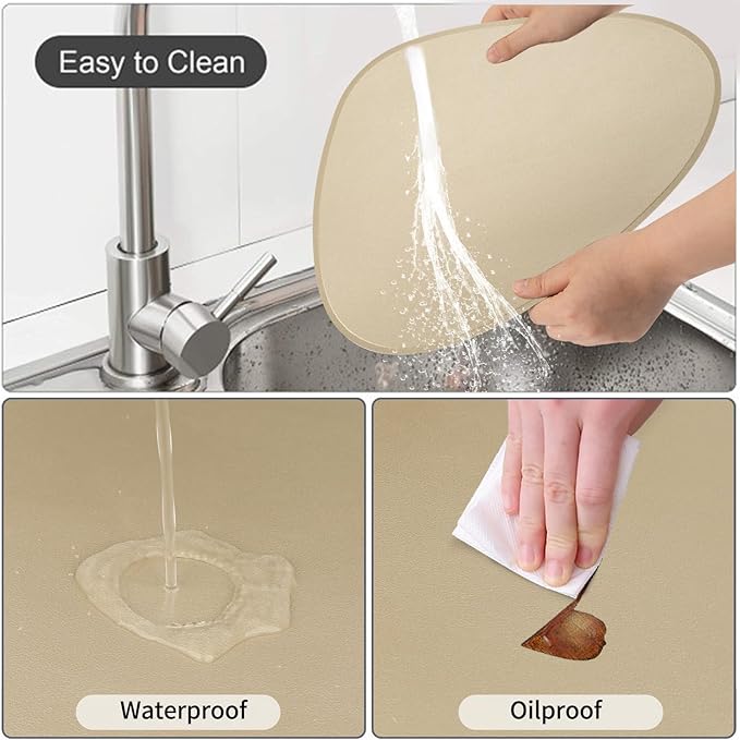 Faux Leather Placemats Set of 2 and Coasters, Heat Resistant Placemats for Dining Table, Waterproof Wipeable Washable Dinner Table Mats, Easy to Clean Kitchen Place Mats Romantic Golden